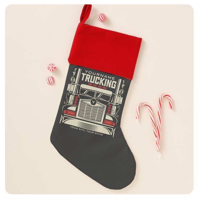 Personalized Trucking 18 Wheeler BIG RIG Trucker  Christmas Stocking (Creator Uploaded)