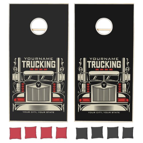 Personalized Trucking 18 Wheeler BIG RIG Trucker  Cornhole Set