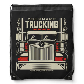 Personalized Trucking 18 Wheeler BIG RIG Trucker  Drawstring Bag