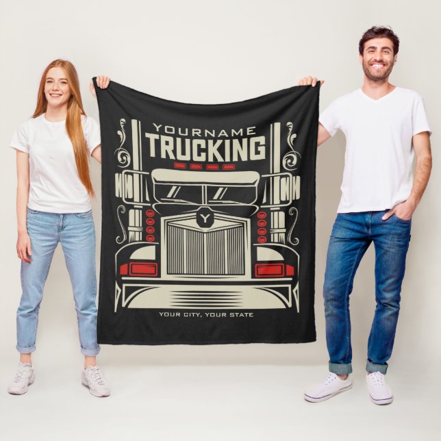 Personalized Trucking 18 Wheeler BIG RIG Trucker  Fleece Blanket (In Situ)