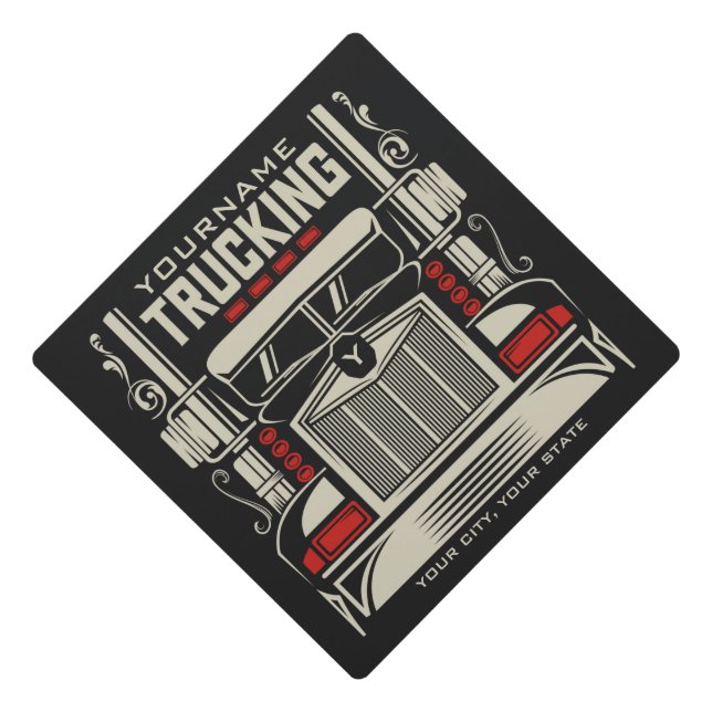 Personalized Trucking 18 Wheeler BIG RIG Trucker  Graduation Cap Topper (Front)