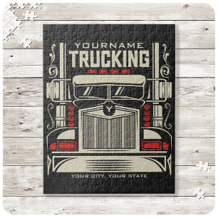 Personalized Trucking 18 Wheeler BIG RIG Trucker Jigsaw Puzzle
