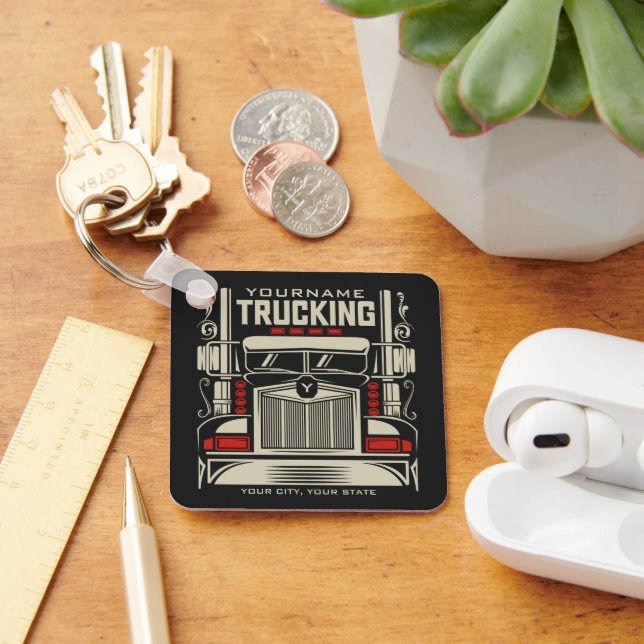 Personalized Trucking 18 Wheeler BIG RIG Trucker  Keychain (Desk)