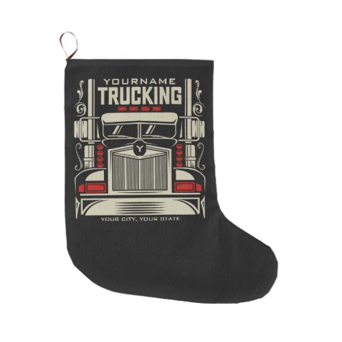 Personalized Trucking 18 Wheeler BIG RIG Trucker  Large Christmas Stocking