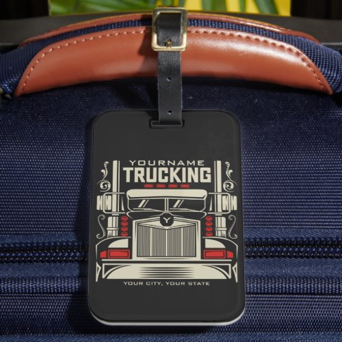 Personalized Trucking 18 Wheeler BIG RIG Trucker Luggage Tag