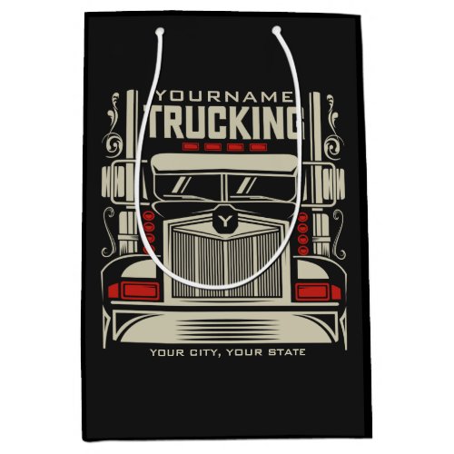 Personalized Trucking 18 Wheeler BIG RIG Trucker  Medium Gift Bag