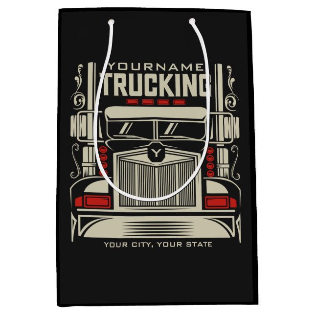 Personalized Trucking 18 Wheeler BIG RIG Trucker  Medium Gift Bag (Front)