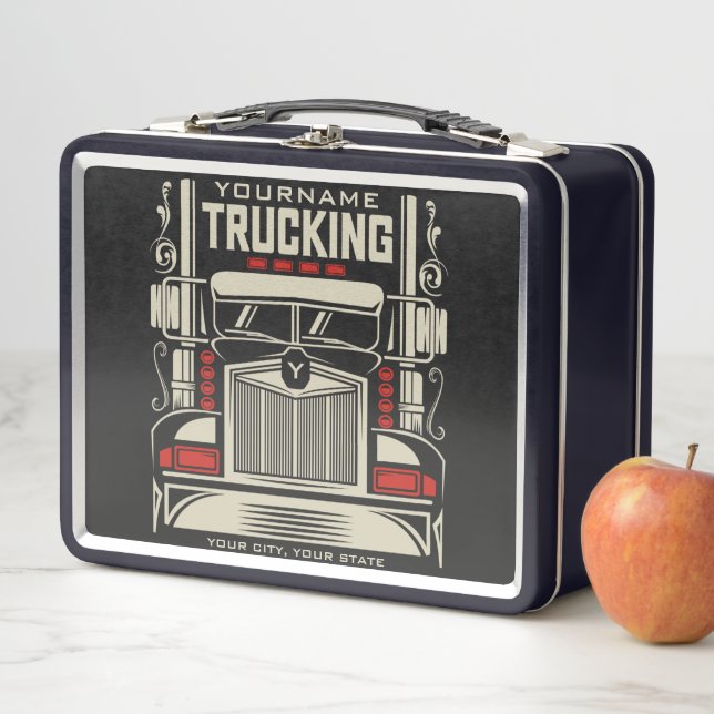 Personalized Trucking 18 Wheeler BIG RIG Trucker  Metal Lunch Box (In Situ)
