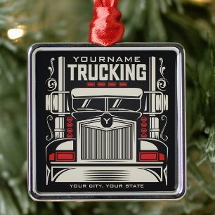 Personalized Trucking 18 Wheeler BIG RIG Trucker Metal Ornament