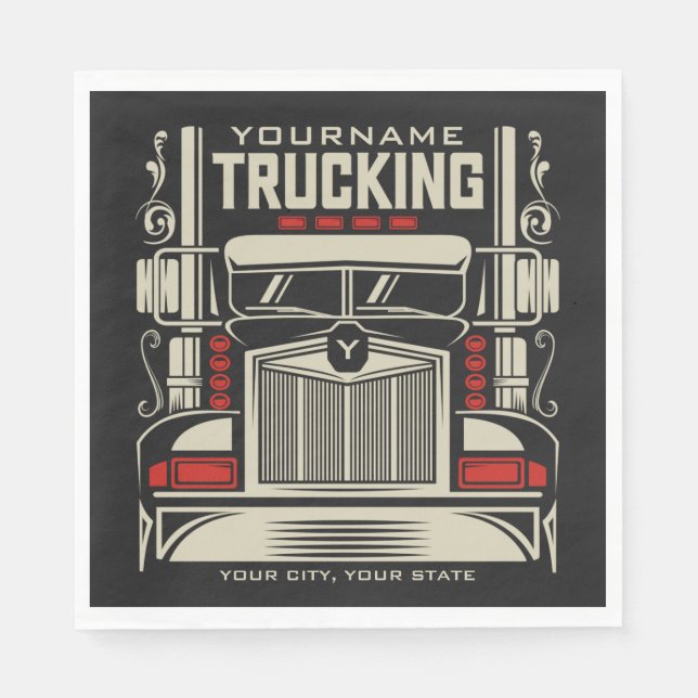 Personalized Trucking 18 Wheeler BIG RIG Trucker Napkins (Front)