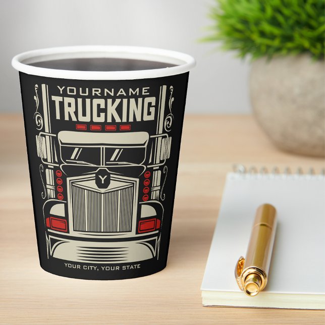 Personalized Trucking 18 Wheeler BIG RIG Trucker Paper Cups (Creator Uploaded)