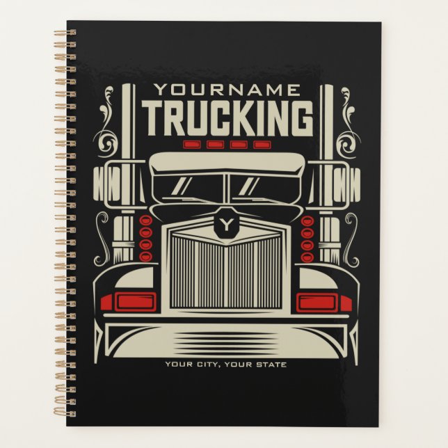Personalized Trucking 18 Wheeler BIG RIG Trucker Planner (Front)