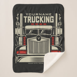Personalized Trucking 18 Wheeler BIG RIG Trucker  Sherpa Blanket