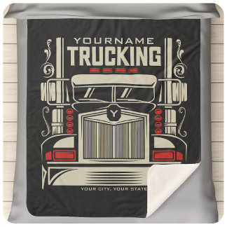 Personalized Trucking 18 Wheeler BIG RIG Trucker  Sherpa Blanket