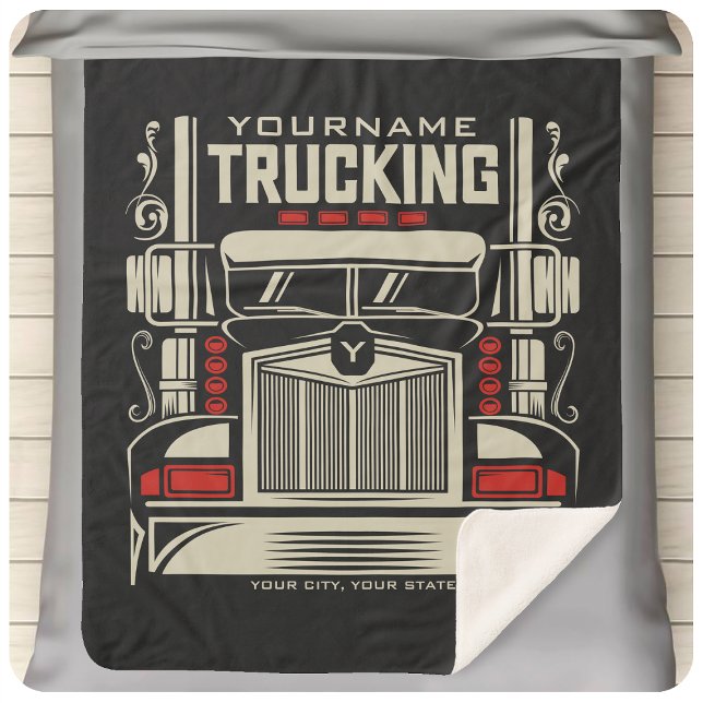 Personalized Trucking 18 Wheeler BIG RIG Trucker  Sherpa Blanket (Creator Uploaded)