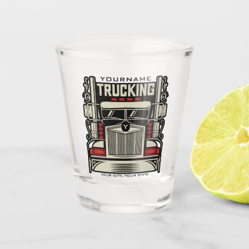 Personalized Trucking 18 Wheeler BIG RIG Trucker  Shot Glass