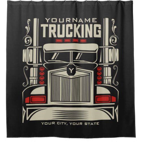 Personalized Trucking 18 Wheeler BIG RIG Trucker  Shower Curtain