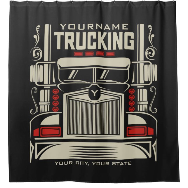 Personalized Trucking 18 Wheeler BIG RIG Trucker  Shower Curtain (Front)