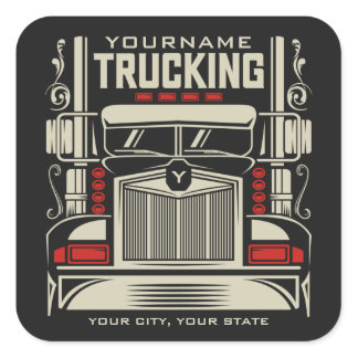 Personalized Trucking 18 Wheeler BIG RIG Trucker Square Sticker