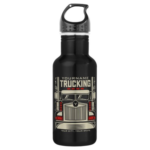 Personalized Trucking 18 Wheeler BIG RIG Trucker Stainless Steel Water Bottle
