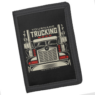 Personalized Trucking 18 Wheeler BIG RIG Trucker Tri-fold Wallet