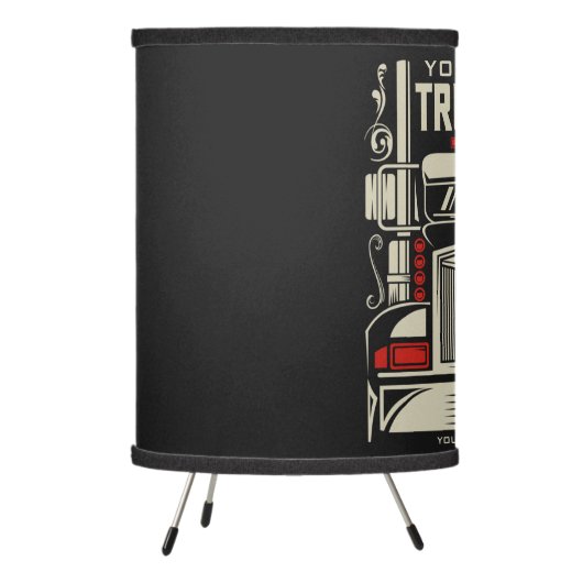 Personalized Trucking 18 Wheeler BIG RIG Trucker  Tripod Lamp (Left)