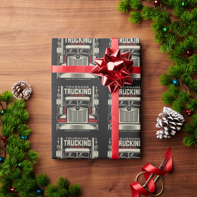 Personalized Trucking 18 Wheeler BIG RIG Trucker Wrapping Paper (Holiday Gift)