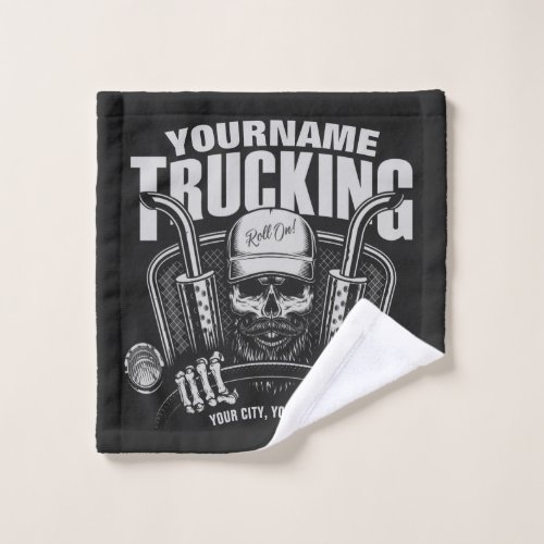 Personalized Trucking Skull Trucker Big Rig Truck  Bath Towel Set