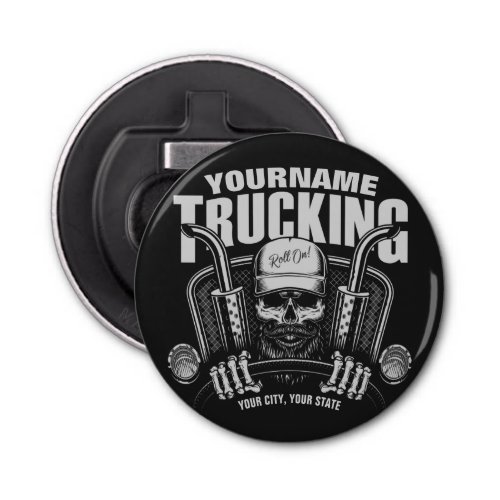 Personalized Trucking Skull Trucker Big Rig Truck  Bottle Opener