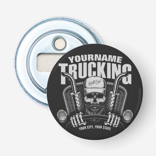 Personalized Trucking Skull Trucker Big Rig Truck  Bottle Opener (Front)