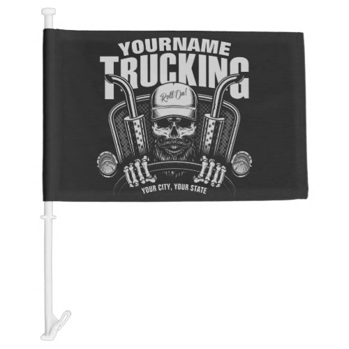 Personalized Trucking Skull Trucker Big Rig Truck  Car Flag