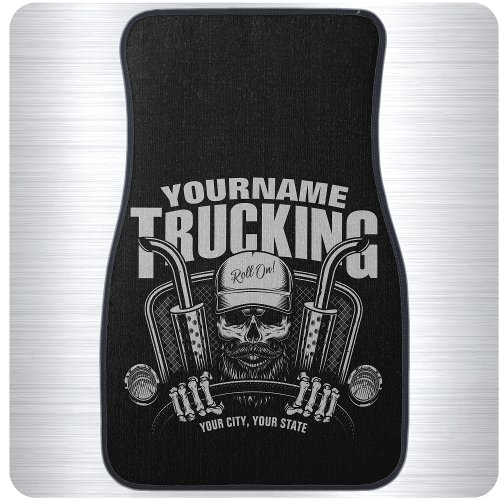 Personalized Trucking Skull Trucker Big Rig Truck  Car Floor Mat