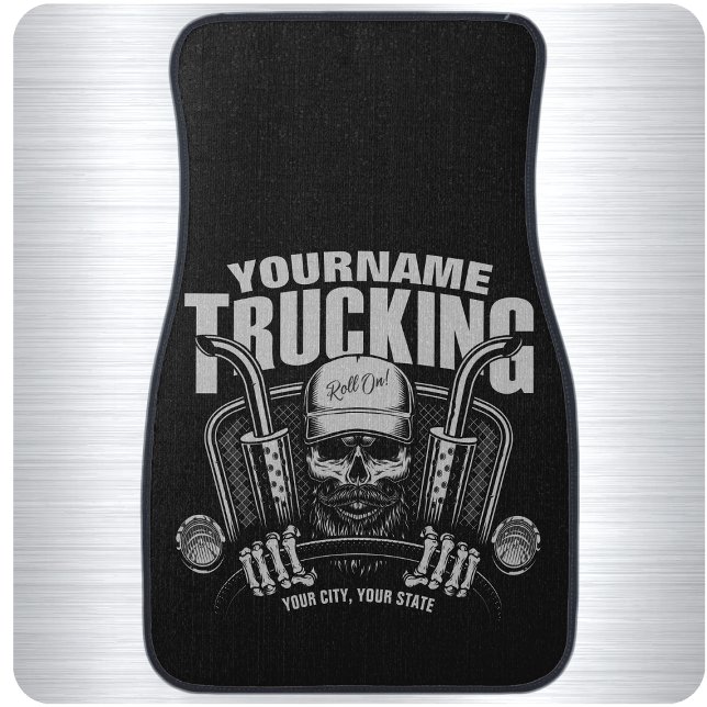 Personalized Trucking Skull Trucker Big Rig Truck  Car Floor Mat (Creator Uploaded)