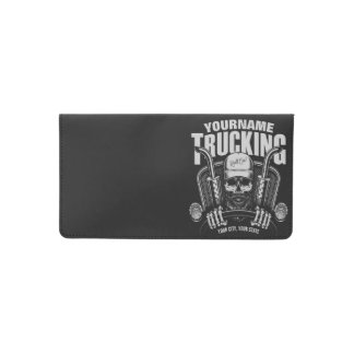 Personalized Trucking Skull Trucker Big Rig Truck  Checkbook Cover