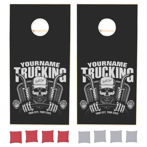 Personalized Trucking Skull Trucker Big Rig Truck Cornhole Set
