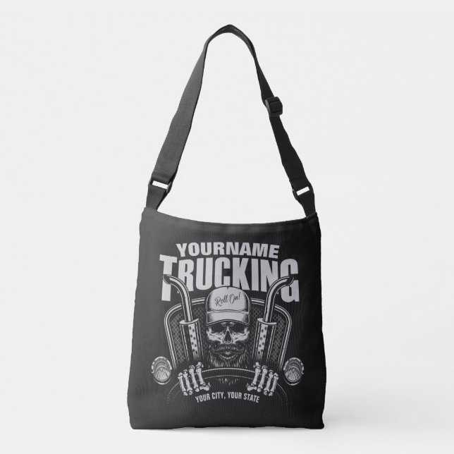 Personalized Trucking Skull Trucker Big Rig Truck  Crossbody Bag (Front)