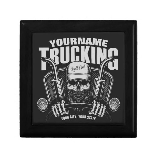 Personalized Trucking Skull Trucker Big Rig Truck Gift Box