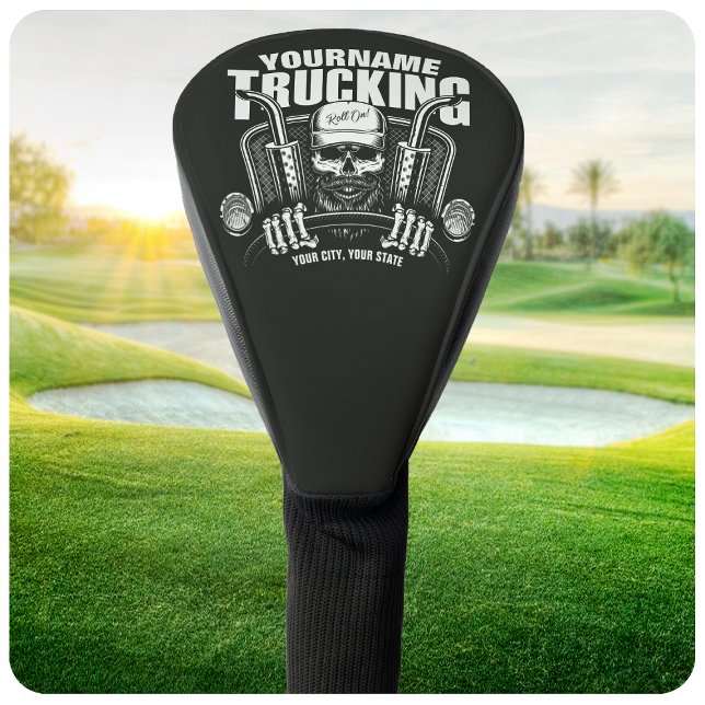Personalized Trucking Skull Trucker Big Rig Truck  Golf Head Cover (Creator Uploaded)