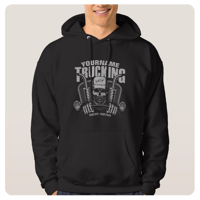 Personalized Trucking Skull Trucker Big Rig Truck  Hoodie (Creator Uploaded)