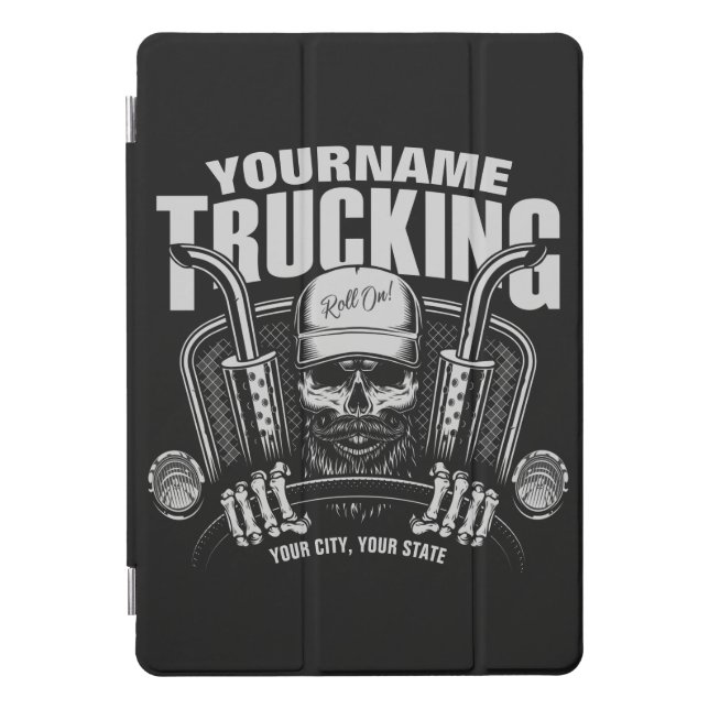 Personalized Trucking Skull Trucker Big Rig Truck  iPad Pro Cover (Front)