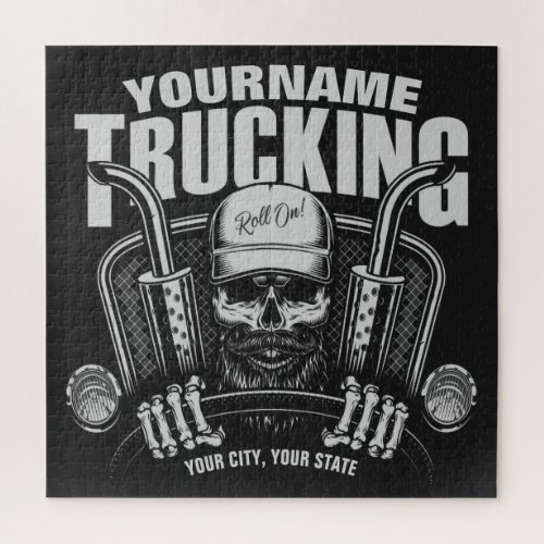Personalized Trucking Skull Trucker Big Rig Truck  Jigsaw Puzzle