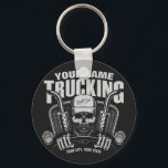 Personalized Trucking Skull Trucker Big Rig Truck Keychain<br><div class="desc">Personalized Skull Trucker Big Rig Semi Truck Trucking Company Design - Customize with your Name and Custom Text!</div>