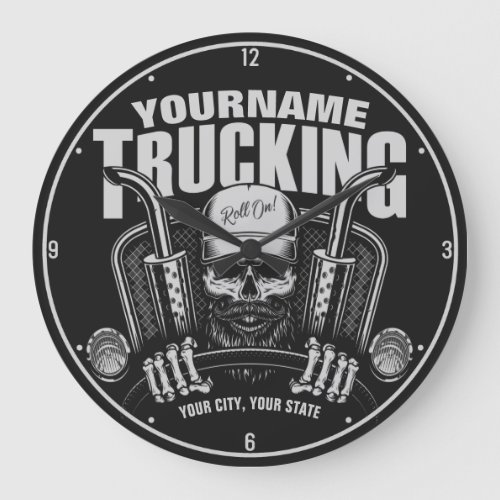 Personalized Trucking Skull Trucker Big Rig Truck  Large Clock