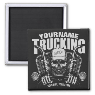 Personalized Trucking Skull Trucker Big Rig Truck Magnet