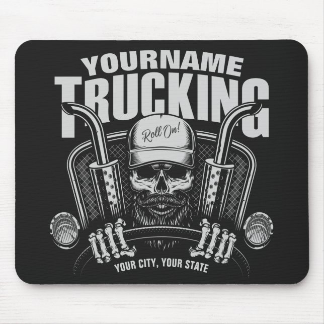 Personalized Trucking Skull Trucker Big Rig Truck Mouse Pad (Front)