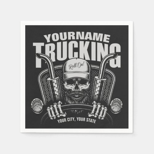 Personalized Trucking Skull Trucker Big Rig Truck  Napkins