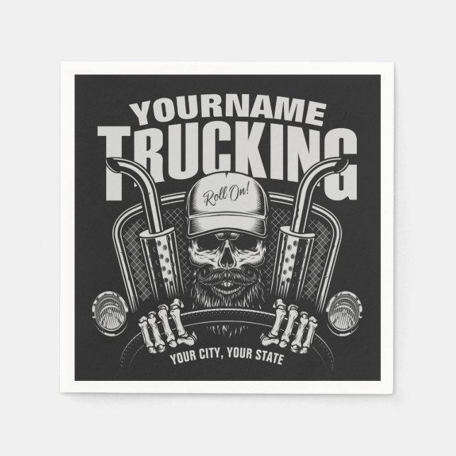 Personalized Trucking Skull Trucker Big Rig Truck  Napkins (Front)