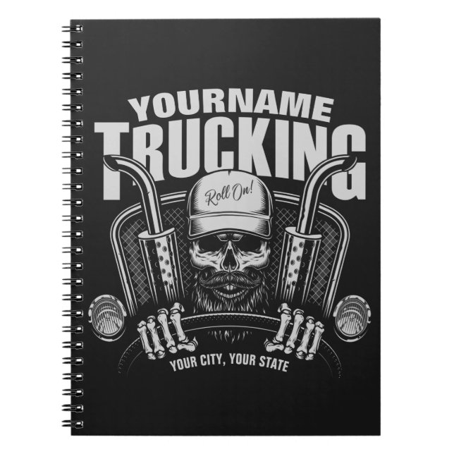 Personalized Trucking Skull Trucker Big Rig Truck  Notebook (Front)