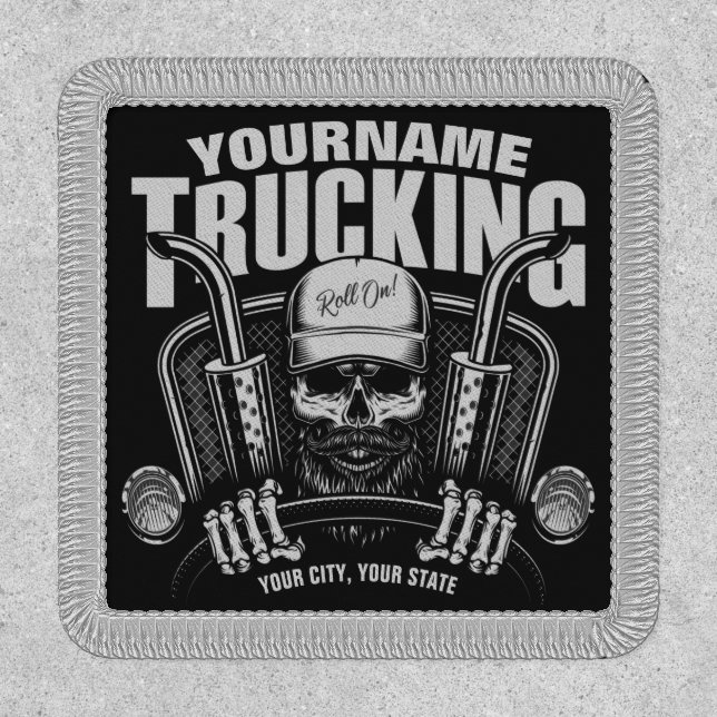 Personalized Trucking Skull Trucker Big Rig Truck Patch (Front)