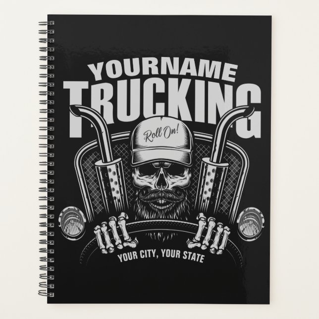 Personalized Trucking Skull Trucker Big Rig Truck Planner (Front)